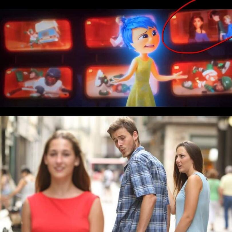 Distracted Boyfriend Meme Offspin in Animationsfilm Lach dich schlapp: Lustige Bilder für den Spaßfaktor Distracted Boyfriend-Meme: Der abgelenkte Freund bin wohl ich 😊 Beziehung, Erklärung, Lustige Bilder, Lustiges zu Mann & Frau | Die Kirche des heiligen Al Bundy 4. September 2024 3