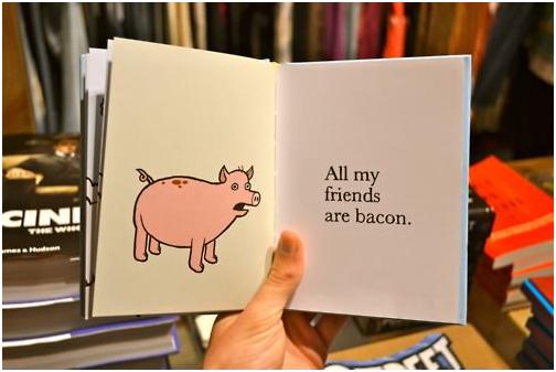 Witziges Buch über ein Schwein und seine Freunde die bereits Bacon sind