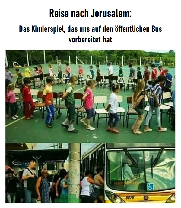 Reise nach Jerusalem oefftenlicher Bus Edition lustig Arbeitswahnsinn und Bürosatire Pendeln in der Hölle: Ein skurriler Einblick in den öffentlichen Nahverkehr Arbeit, Ausflug, Beschweren, Komische Begebenheiten des Lebens, Öffentlichkeit, Schlechte Laune | Die Kirche des heiligen Al Bundy 19. April 2023 2