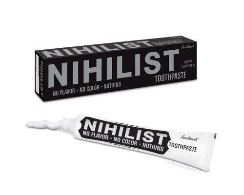 Nihilist Produkt kein Geschmack keine Farben garnichts Motivation mit einem Augenzwinkern: Lachen für die Seele Lachend ins Leere - Nihilismus als Lebensstil Alltag, Alltagsgott, Komische Begebenheiten des Lebens, Lustiges über das Leben | Die Kirche des heiligen Al Bundy 25. April 2023 6