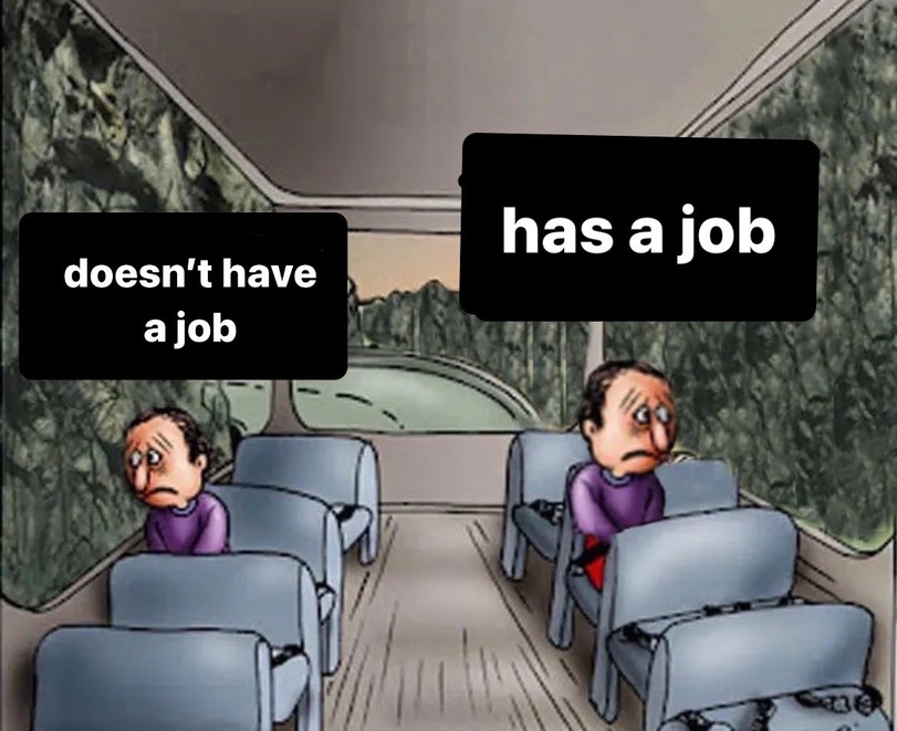 a cartoon of two men sitting in a bus