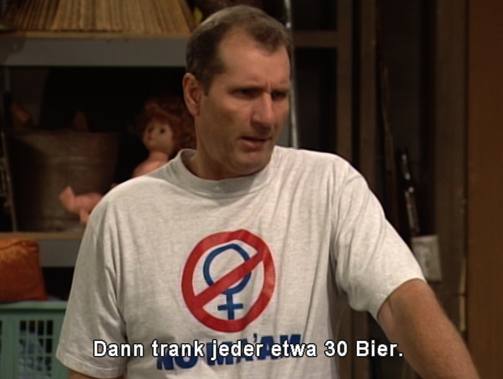 No Maam Kirche dann trank jeder 30 Bier Eine schrecklich nette Familie NO MA'AM (National Organization of Men Against Amazonian Masterhood) | Die Kirche des heiligen Al Bundy 14. Januar 2024 2