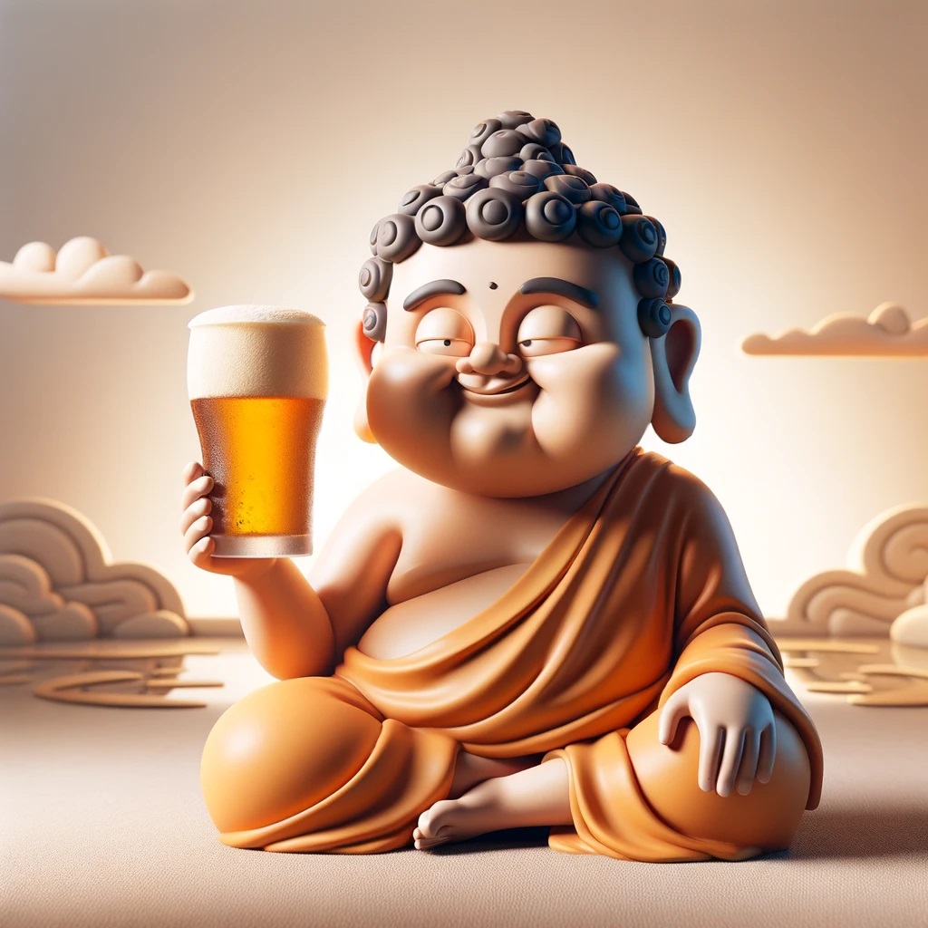 Buddha mit Bierglas in der Hand witzig Wissenswertes mit Witz und Humor Buddha´s lustige Weisheiten: Für den modernen Biertrinker und Mindestlohnverdiener Alltagsgott, Komische Begebenheiten des Lebens, Spaß-Religion, Tipps | Die Kirche des heiligen Al Bundy 12. November 2023 3